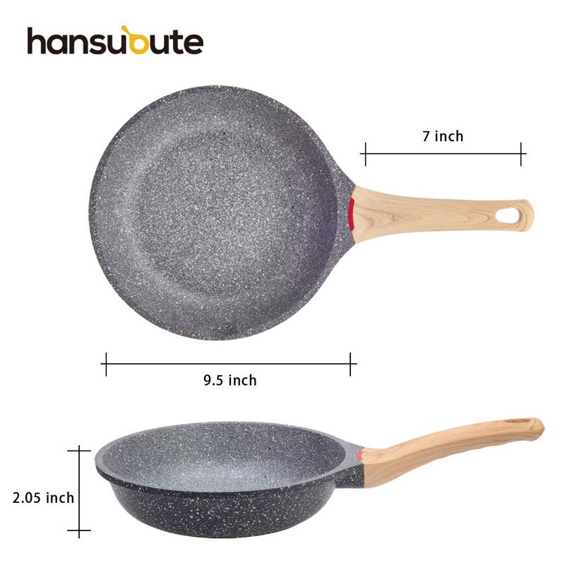 hansubute Induction Nonstick Frying Pan,Light Weight Skillet,Healthy Non Toxic Omelet Pan,All Stoves Compatible Egg Pan (grey, 9.5inch) - Image 2